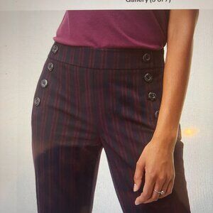 Loft Women Julie fit sailor button detail Navy w red stripe trousers Size 12
